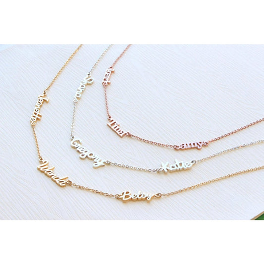 Personalized 3 Nameplate Necklace Custom Name